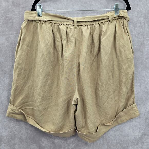 Lane Bryant Tan Linen Flat Front Bermuda Bottoms Pants Shorts Plus 14/16 - Picture 2 of 5